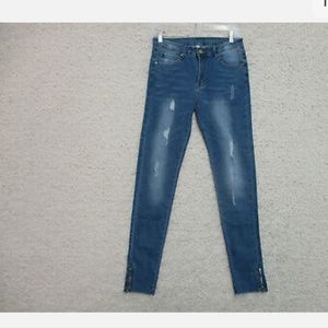 Mania Jeans 9 Womens Juniors Size Blue Denim Skinny Stretch Dark Wash Ankle Zip